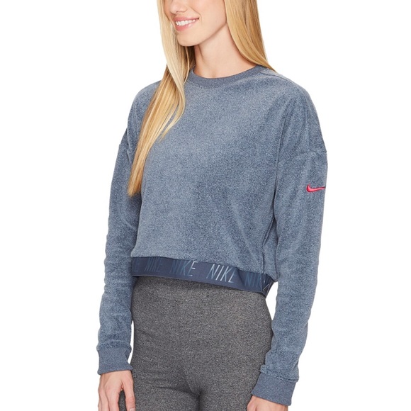 Nike Crew Neck Zipper Cropped Training Top Sweater - Picture 2 of 4